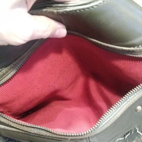 Cole Haan G Series Olive Green leaves applique hobo bag purse Shoulder Leather - Picture 10 of 12